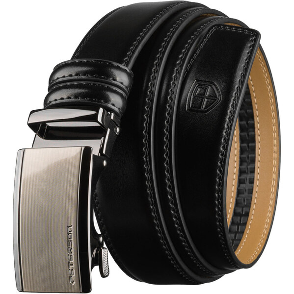 Peterson Pánsky kožený opasok v čiernej farbe s automatickou prackou 66604447