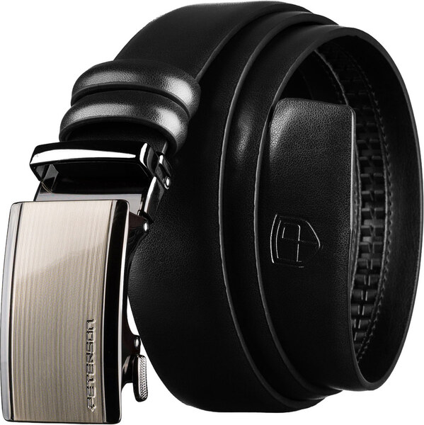 Peterson Pánsky kožený opasok v čiernej farbe s automatickou prackou 66604449