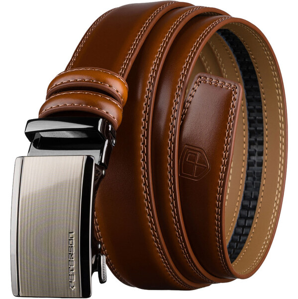 Peterson Pánsky kožený opasok v hnedej farbe s automatickou prackou 66604448