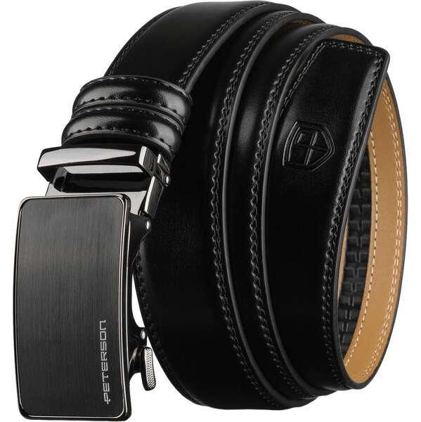 Peterson Pánsky kožený opasok v čiernej farbe s automatickou prackou 66604451
