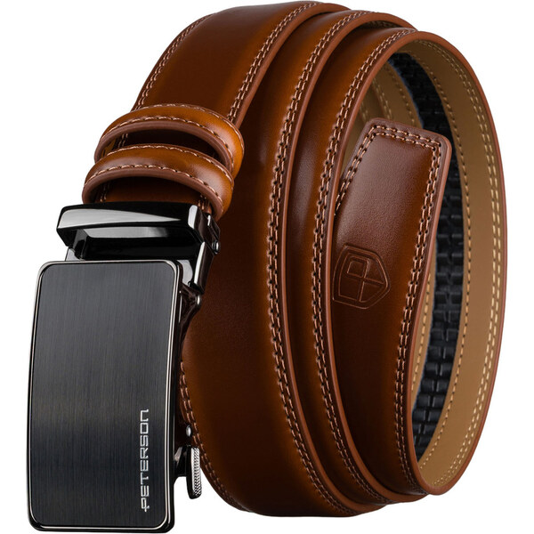 Peterson Pánsky kožený opasok v hnedej farbe s automatickou prackou 66604452