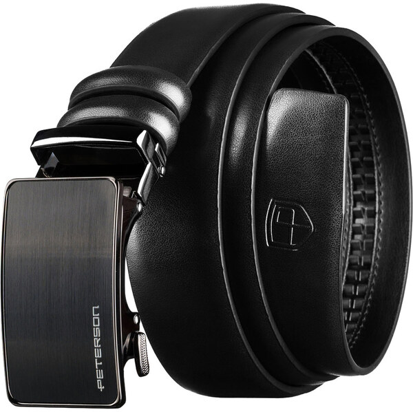 Peterson Pánsky kožený opasok v čiernej farbe s automatickou prackou 66604453
