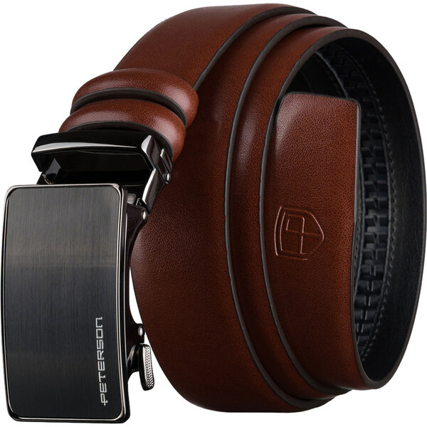 Peterson Pánsky kožený opasok v hnedej farbe s automatickou prackou 66604454