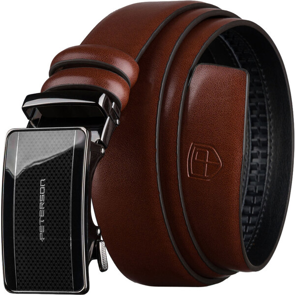 Peterson Pánsky kožený opasok v hnedej farbe s automatickou prackou 66604458