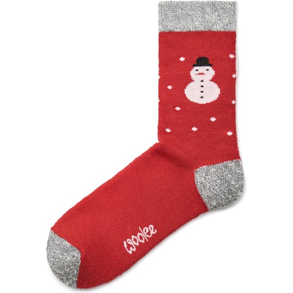 Vlnka Vianočné ponožky s Merino vlnou snehuliak červená 66610905