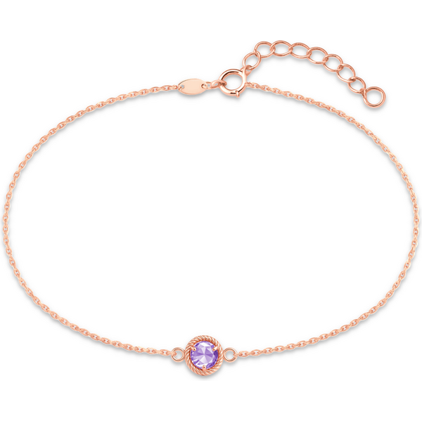 OLIVIE MINET decentný ružovo-zlatý náramok s fialovým zirkónom Au 585 66795566