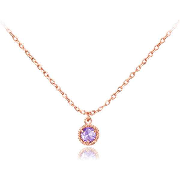 OLIVIE MINET decentný zlatý ružovo-zlatý náhrdelník s fialovým 66795565
