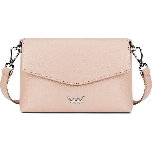 Vuch Dámska kožená crossbody kabelka Leyra Beige 66587311