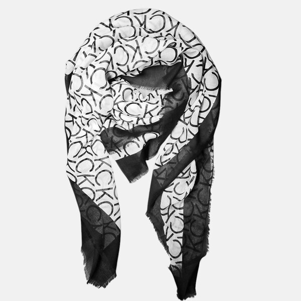 Černo-bílý Šátek Calvin Klein s monogramy 56551 66613873