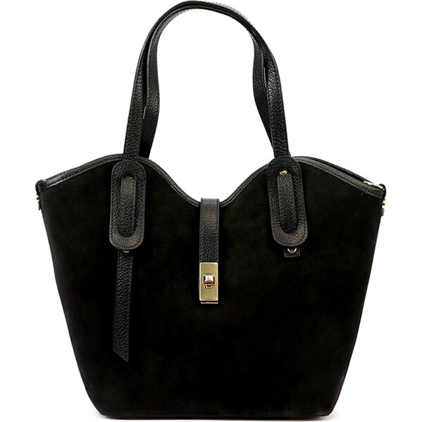 Luka Čierna talianska brúsená kožená kabelka 66614277