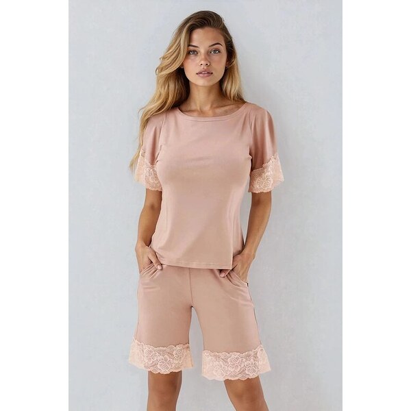 Kalimo Krátke luxusné pyžamo Alor svetlohnedé 66154252