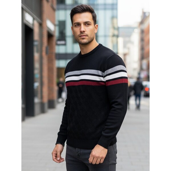 Dstreet Trendy čierny pánsky sveter 66614793