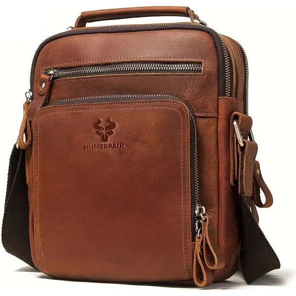 Humerpaul pánska kožená taška Crazy horse Notker Hnedá 5L 65229469