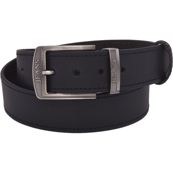 Mercucio Pánsky kožený opasok 763-40-04 čierny prešitý pracka Jeans II 66619113