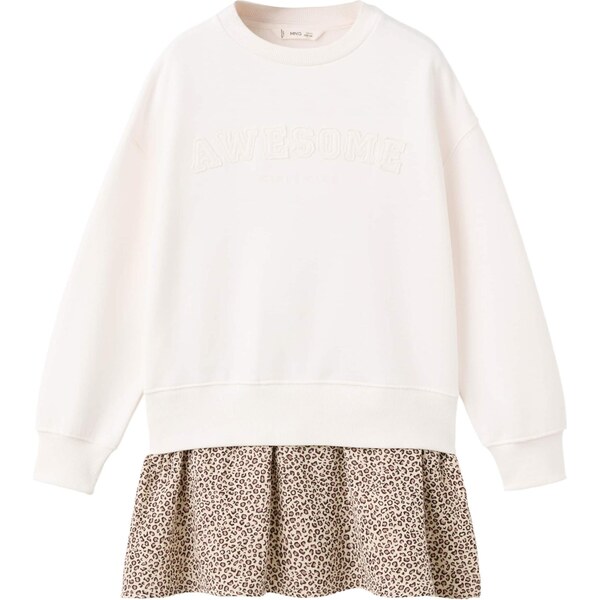 MANGO KIDS Šaty AWESOME hnedá / kapučíno / čierna / šedobiela 66622713