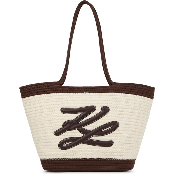 Karl Lagerfeld Plážová taška slonová kosť / tmavohnedá 66637639