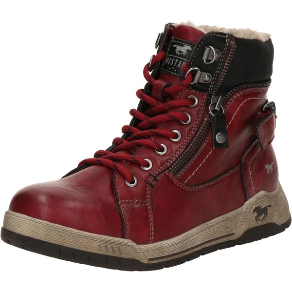 MUSTANG Šnurovacie členkové čižmy tmavočervená / čierna 66637795