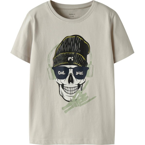 NAME IT Tričko NKMTED sivobéžová / svetlozelená / čierna / biela 66637892