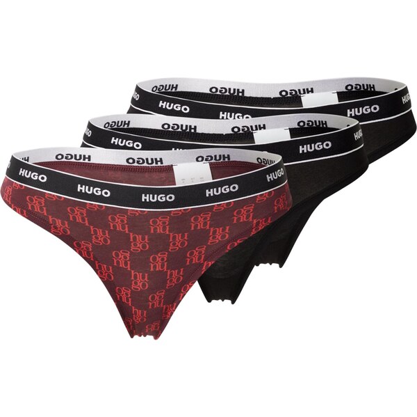 HUGO Tangá červená / bordová / čierna / biela 66639194