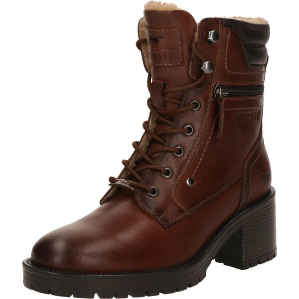 MUSTANG Šnurovacie členkové čižmy hnedá / tmavohnedá 66639480