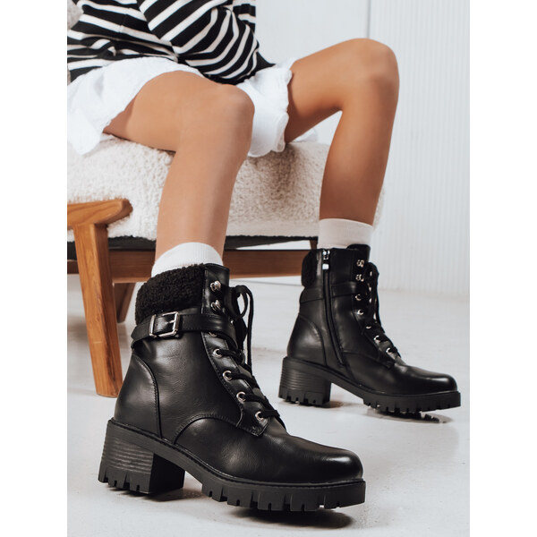 DStreet Čierne členkové topánky na platforme 66683212