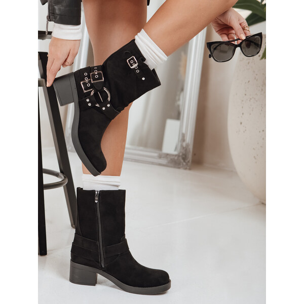 DStreet Čierne členkové čižmy s prackami 66694316