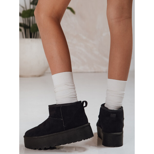 DStreet Čierne dámske snehule na platforme 66683160