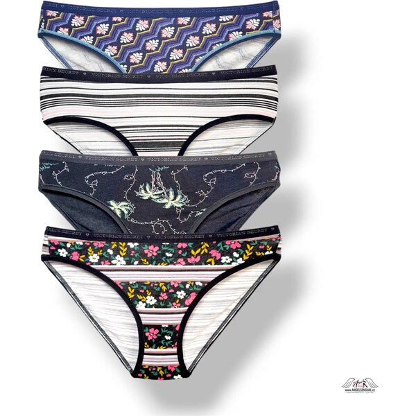 Victoria’s Secret 4-Pack /XS/ Logo Bavlněné Hiphugger Kalhotky 66644448
