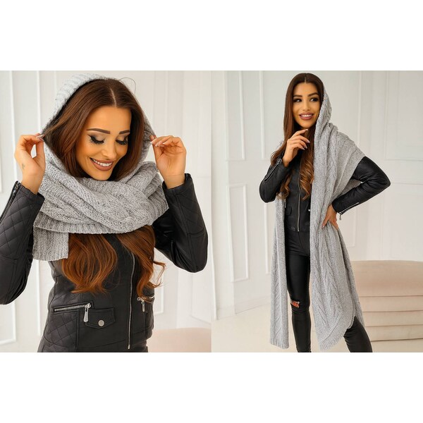 Fashionweek Pletená exkluzívna čepice ala kapuce se šálou 2v1 CLEO 48751446