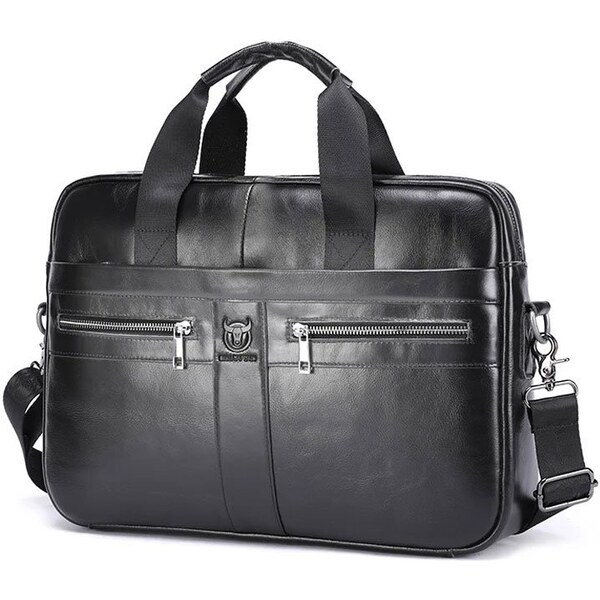 Bullcaptain pánska kožená taška Faolán Čierna textured 11L 65229240