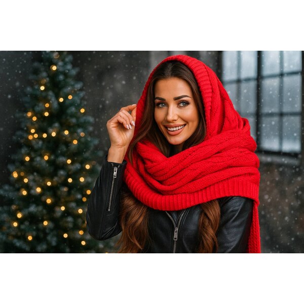 Fashionweek Pletená exkluzívna čepice ala kapuce se šálou 2v1 CLEO 48751448