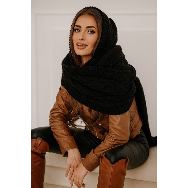 Fashionweek Pletená exkluzívna čepice ala kapuce se šálou 2v1 CLEO 48751447