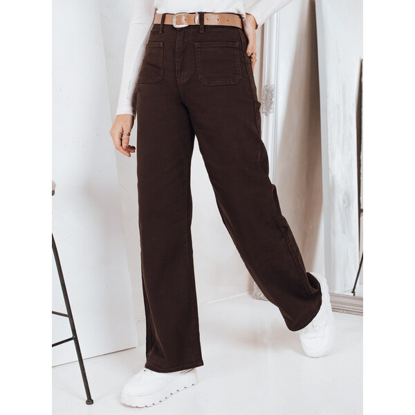 BASIC Tmavohnedé dámske džínsy so širokými nohavicami UY2842 66646934