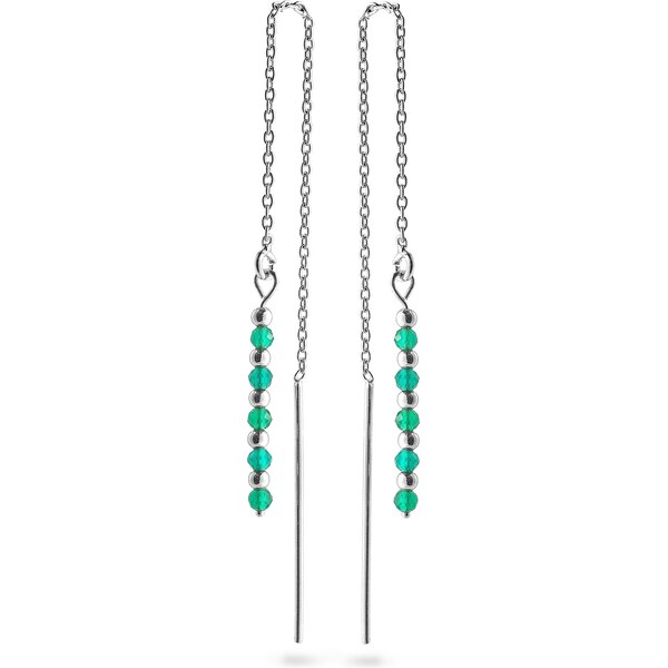 AGAIN Jewelry Strieborné retiazkové náušnice so smaragdom AJKNS002 66649815