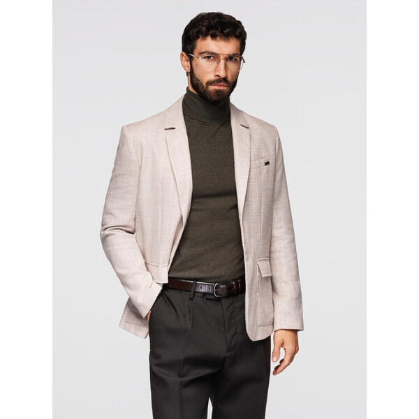 Ombre Mens REGULAR cut jacket with linen - light beige 51031782