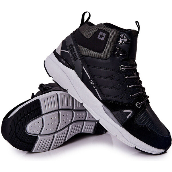 Big Star Shoes Wysokie Sportowe Męskie Buty Big Star II174223 Czarne 66658056