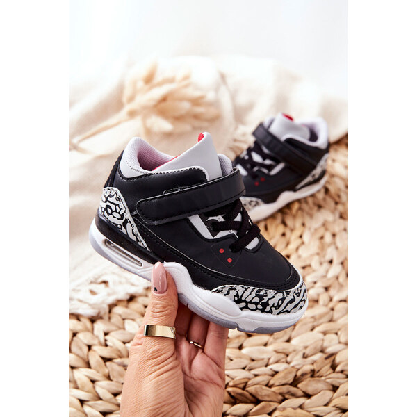 Boto Dziecięce Sportowe Buty Czarno-Czerwone Linen 66658058