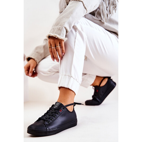 Big Star Shoes Niskie Skórzane Tenisówki Big Star JJ274006 Czarne 66658088