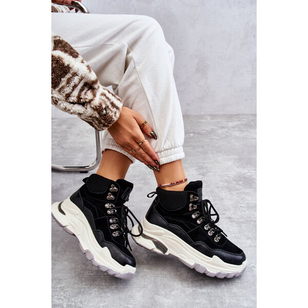 Damskie Wysokie Buty Sportowe GOE KK2N4098 Czarne 66658441