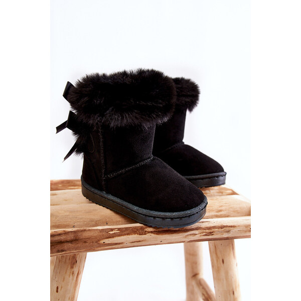 Boto Dziecięce Ocieplane Botki Z Kokardkami Śniegowce Czarne Funky 66658466
