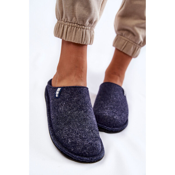 Big Star Shoes Klasyczne Damskie Papcie Big Star KK276013 Granatowe 66658563