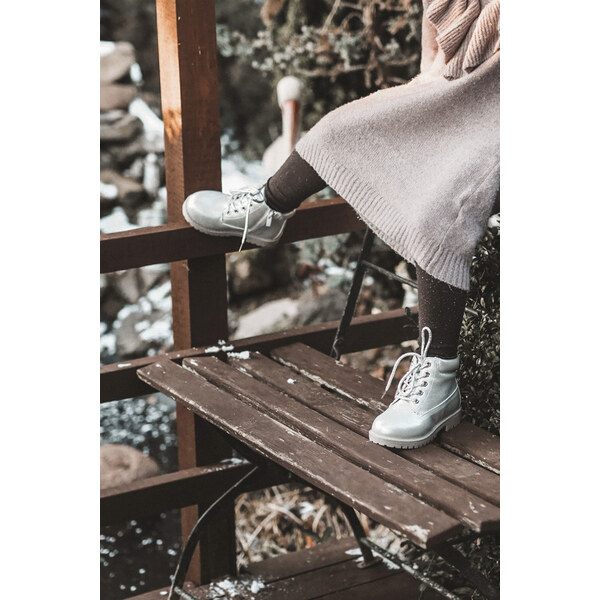 Boto Dziecięce Trapery Botki z Suwakiem Srebrne Dexter 66658603