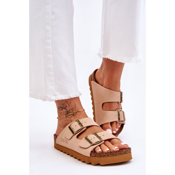 Big Star Shoes Klasyczne Damskie Klapki Big Star LL274478 Beżowe 66658727