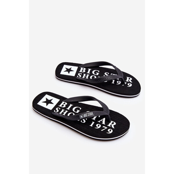 Big Star Shoes Męskie Lekkie Klapki Japonki Big Star LL174444 Czarne 66658734