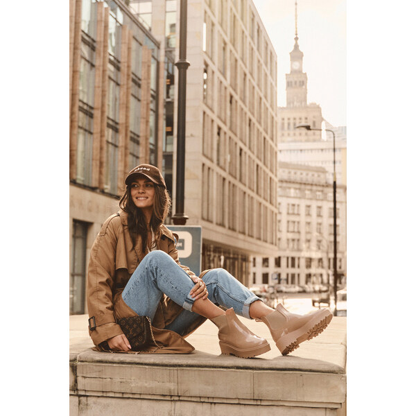 Big Star Shoes Lakierowane Kalosze Botki Na Platformie Big Star 66659213