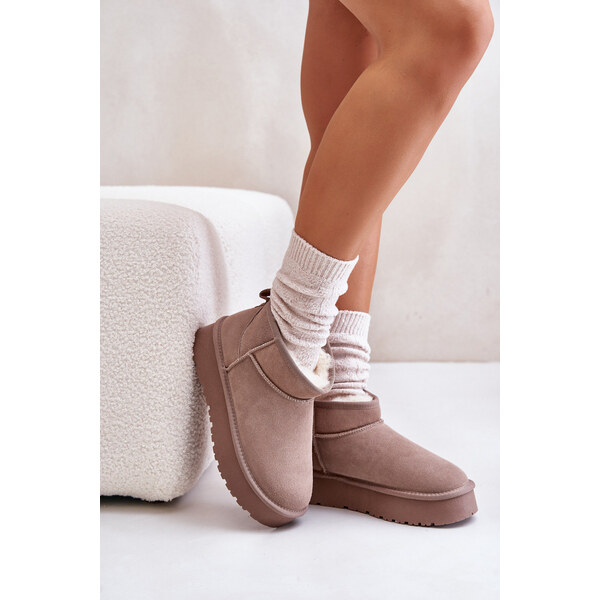 Boto Modne Zamszowe Niskie Śniegowce Khaki Nucca 66659535