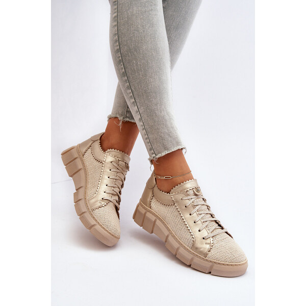 Damskie Skórzane Półbuty Maciejka 05850-22 Jasnobeżowe 66659806
