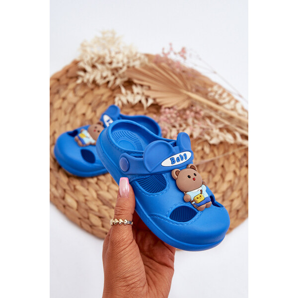 Boto Klapki Dziecięce Piankowe Z Ozdobą Niebieskie Opleja 67260477