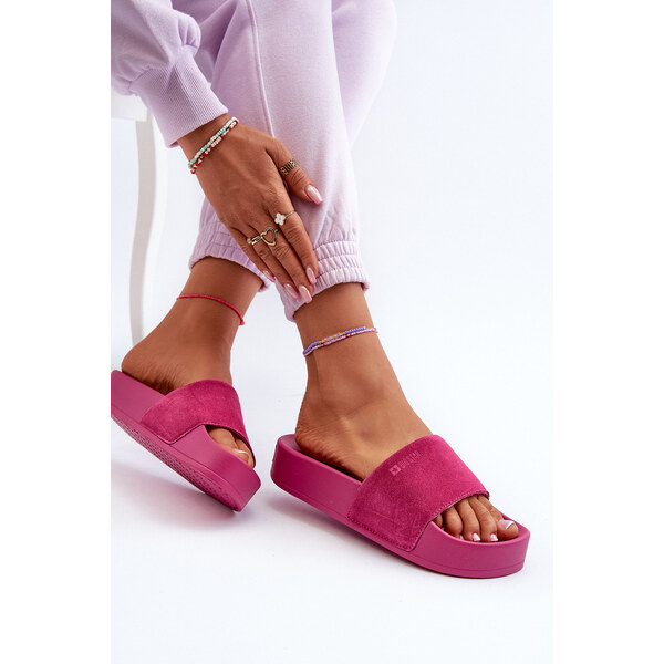 Big Star Shoes Damskie Klapki Na Platformie Zamszowe Big Star 66660045