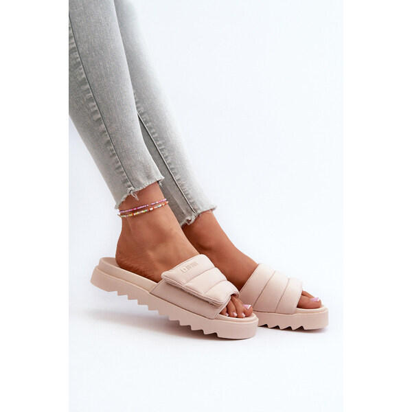 Big Star Shoes Damskie Klapki Na Platformie Big Star NN274773 Beżowe 66660337